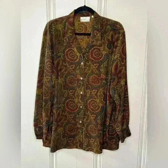 ELIZABETH by Liz Claiborne Earth Tones Button-up Shirt - Picture 1 of 5
